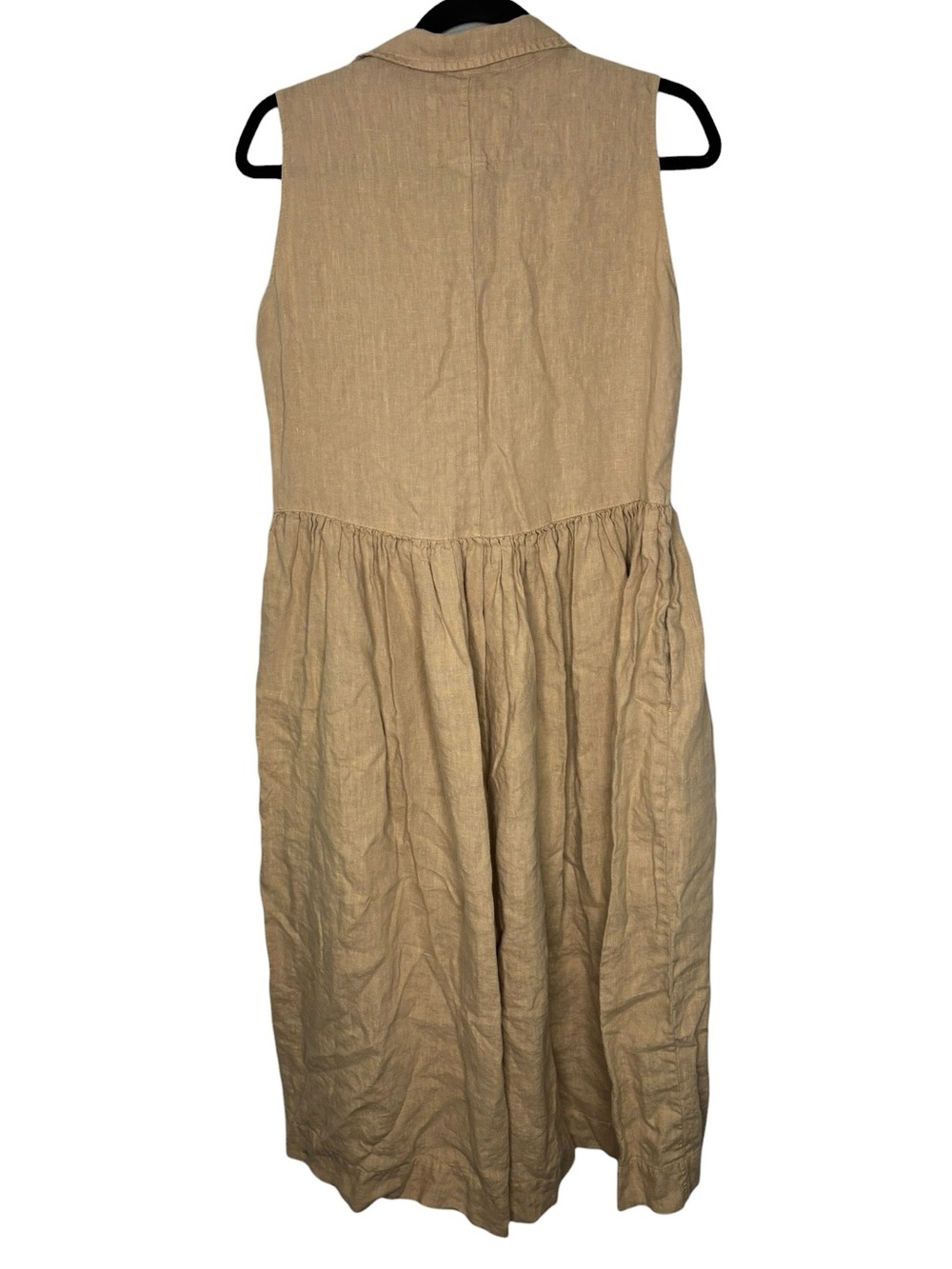 Frank & Eileen Daphne Dress Tan Linen Lightweight Pockets Flowy Size Small - Picture 8 of 13